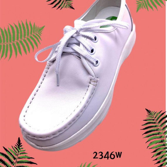 PUPPY MON Women's White Nurse Shoes - Lace-up