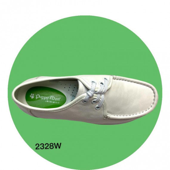 PUPPY MON Women's White Nurse Shoes - Lace-up (with anti-slip rubber on the sole)