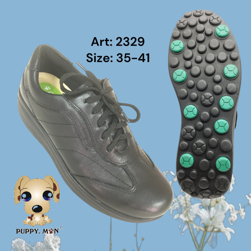 PUPPY MON Women's soft leather uniform shoes (with anti-slip rubber particles on the sole)