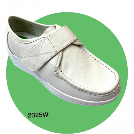 PUPPY MON Women's White Nurse Shoes - Velcro Style (with Anti-slip Rubber Particles on the Sole)