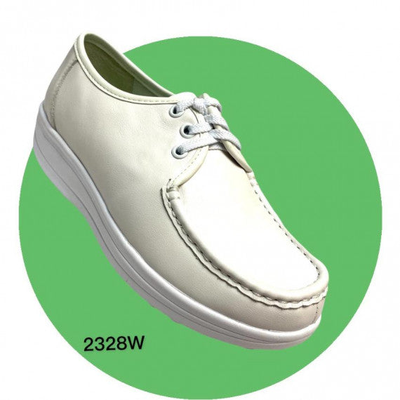 PUPPY MON Women's White Nurse Shoes - Lace-up (with anti-slip rubber on the sole)
