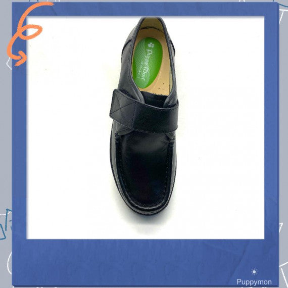 女裝黑色軟皮制服鞋 - 魔術貼款 (鞋底附防滑膠粒) 碼段：eur 35-41 #2325