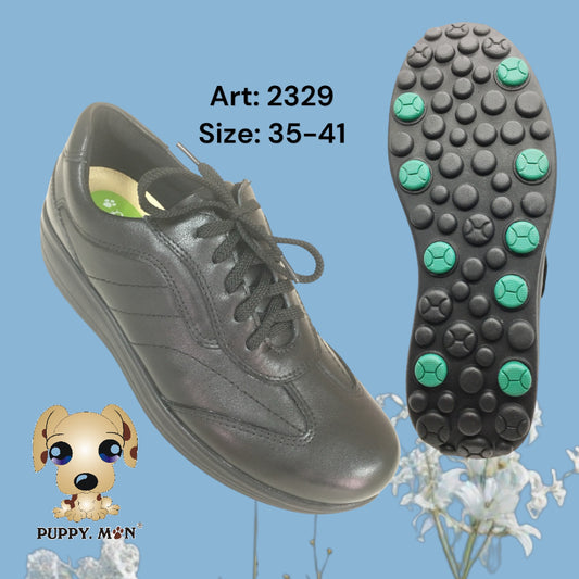 PUPPY MON Women's soft leather uniform shoes (with anti-slip rubber particles on the sole)
