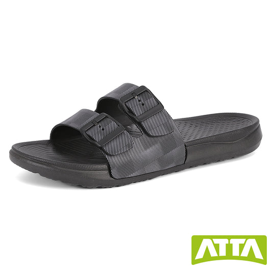 【ATTA】雙帶足弓均壓拖鞋-黑