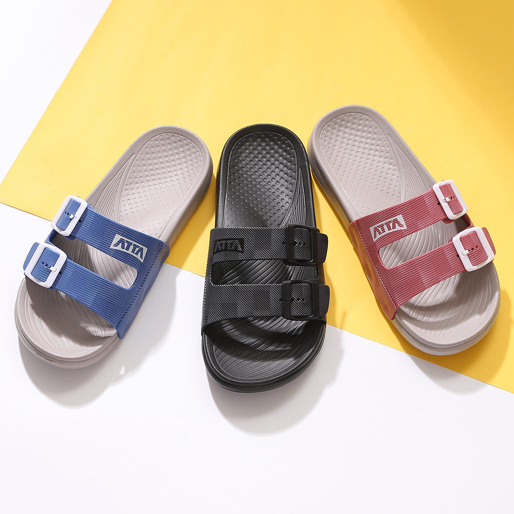 【ATTA】雙帶足弓均壓拖鞋-黑