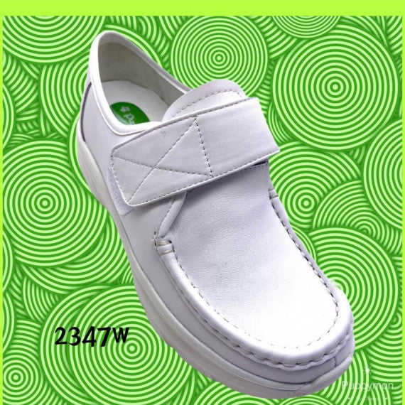 PUPPY MON Women's White Nurse Shoes - Velcro