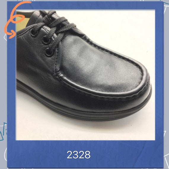 女黑色軟皮制服鞋 - 綁帶款 (鞋底附防滑膠粒) 碼段：eur 35-41 #2328